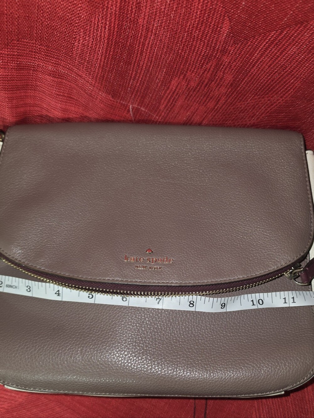 kate spade taupe and cream crossbody saddle bag - Picture 9 of 10